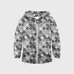 Детская ветровка Цветочный серо-розовый узор ретро