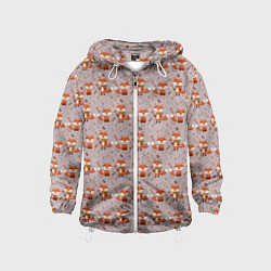 Детская ветровка Лиса с цветами и листьями паттерн