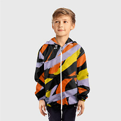 Ветровка с капюшоном детская Полоски краски абстракция, цвет: 3D-белый — фото 2