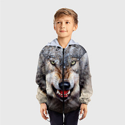 Ветровка с капюшоном детская Взгляд волка, цвет: 3D-черный — фото 2