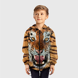 Ветровка с капюшоном детская Взгляд тигра, цвет: 3D-черный — фото 2