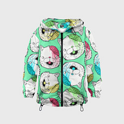 Ветровка с капюшоном детская Drop Dead: Kitty Heads, цвет: 3D-черный