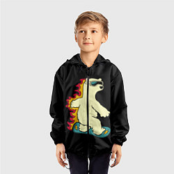 Ветровка с капюшоном детская Мишка на борде, цвет: 3D-черный — фото 2