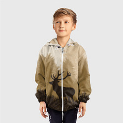 Ветровка с капюшоном детская Олень на охоте, цвет: 3D-белый — фото 2