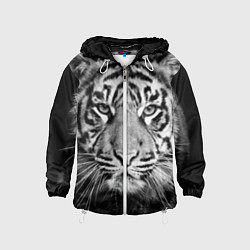 Ветровка с капюшоном детская Красавец тигр, цвет: 3D-белый