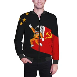 Бомбер мужской Советский Гагарин, цвет: 3D-черный — фото 2