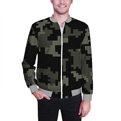 Бомбер мужской Камуфляж пиксельный: черный/серый, цвет: 3D-меланж — фото 2