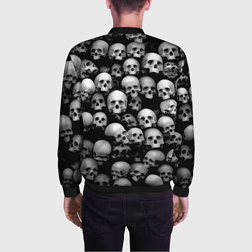 Мужской бомбер Черепа на черном / 3D-Черный – фото 4