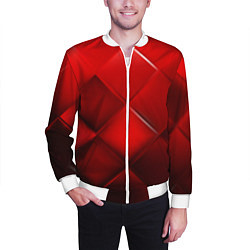 Бомбер мужской Red squares, цвет: 3D-белый — фото 2