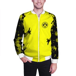 Бомбер мужской FC Borussia Dortmund: Yellow Original, цвет: 3D-белый — фото 2