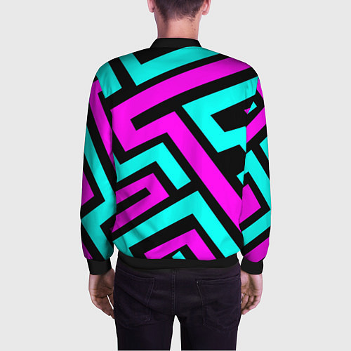 Мужской бомбер Maze: Violet & Turquoise / 3D-Черный – фото 4