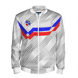 Бомбер мужской Российский футбол, цвет: 3D-белый
