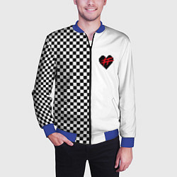 Бомбер мужской ФРЕНДЗОНА: Шахматы, цвет: 3D-синий — фото 2