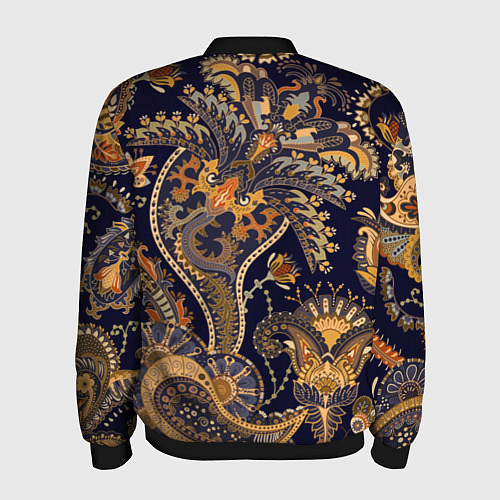Мужской бомбер Орнамент пейсли - золотой / 3D-Черный – фото 2