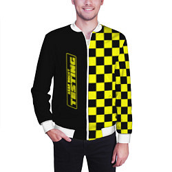 Бомбер мужской Testing ASAP Rocky: Yellow Grid, цвет: 3D-белый — фото 2