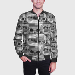 Бомбер мужской Серые черепа - растр, цвет: 3D-черный — фото 2