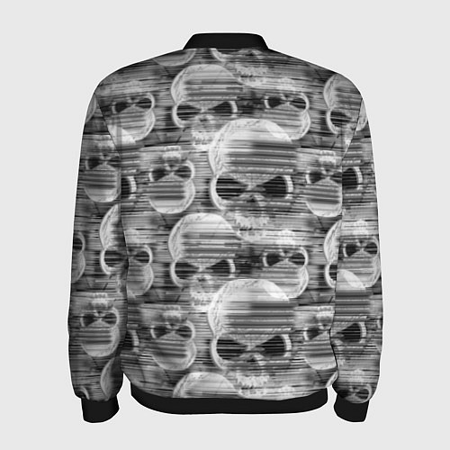 Мужской бомбер Серые черепа - растр / 3D-Черный – фото 2