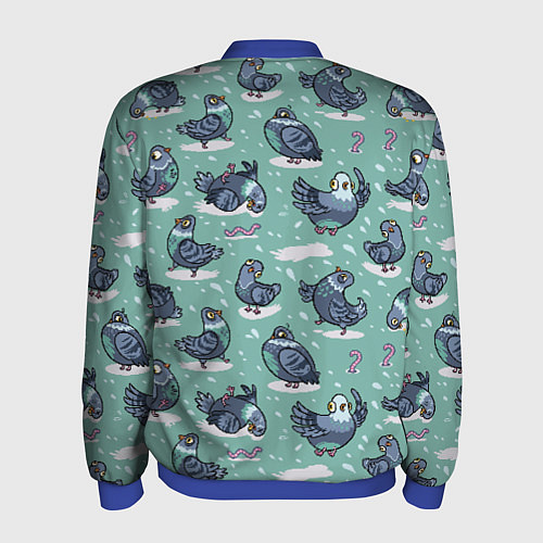 Мужской бомбер Голуби и червяки / 3D-Синий – фото 2