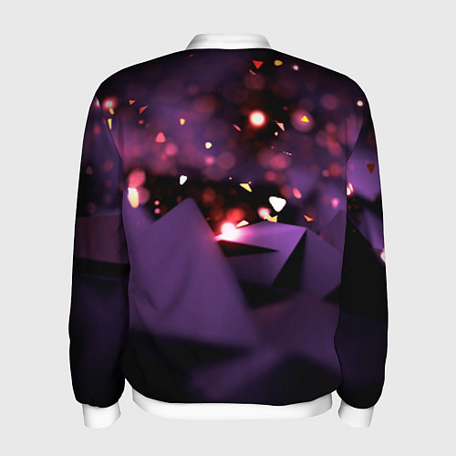 Мужской бомбер Фиолетовая абстракция с блестками / 3D-Белый – фото 2