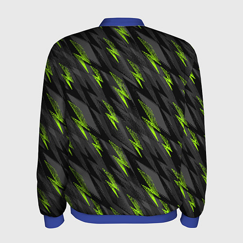 Мужской бомбер Зеленые молнии паттерн / 3D-Синий – фото 2