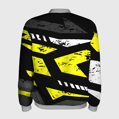 Мужской бомбер Black yellow abstract sport style / 3D-Меланж – фото 2