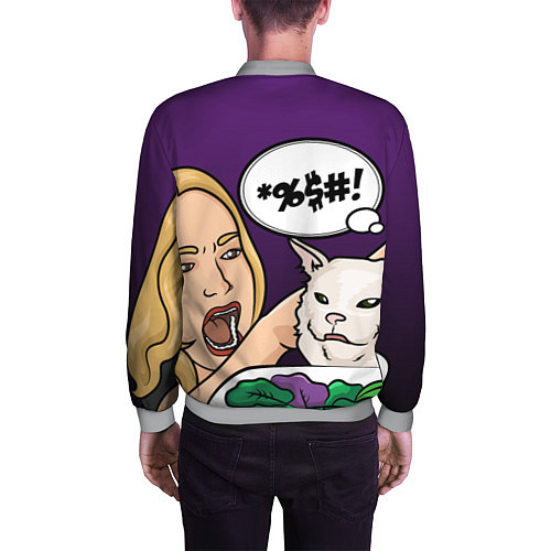 Мужской бомбер Woman yelling at a cat / 3D-Меланж – фото 4