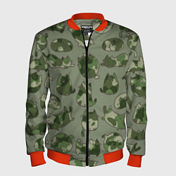 Мужской бомбер Камуфляж с котиками хаки
