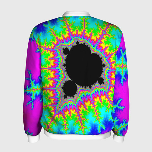 Мужской бомбер Фрактальная кислотная черная дыра - множество Манд / 3D-Белый – фото 2