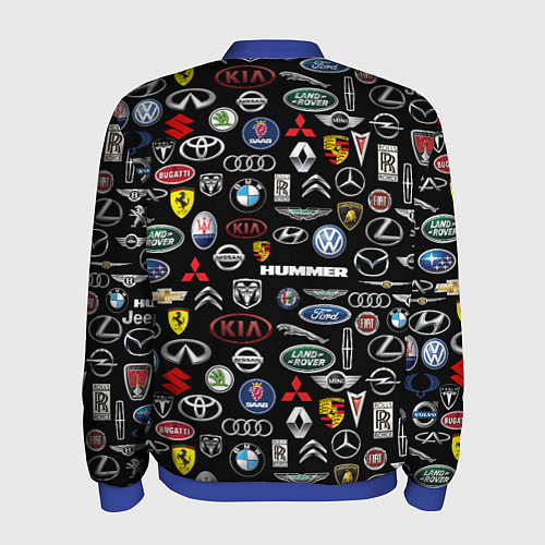 Мужской бомбер ЛОГОТИПЫ АВТО БРЕНДОВ / 3D-Синий – фото 2
