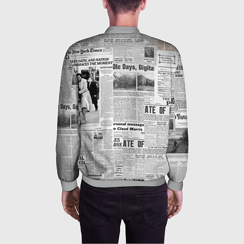 Мужской бомбер Газета Newspaper / 3D-Меланж – фото 4