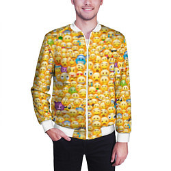 Бомбер мужской Смайлики Emoji, цвет: 3D-белый — фото 2