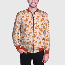 Бомбер мужской Корги, цвет: 3D-красный — фото 2