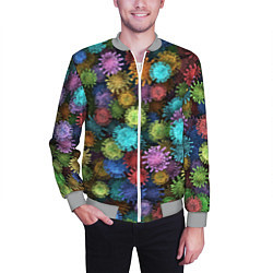 Бомбер мужской Разноцветные вирусы, цвет: 3D-меланж — фото 2