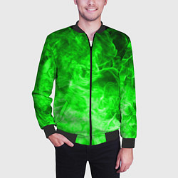 Бомбер мужской ОГОНЬ GREEN NEON, цвет: 3D-черный — фото 2
