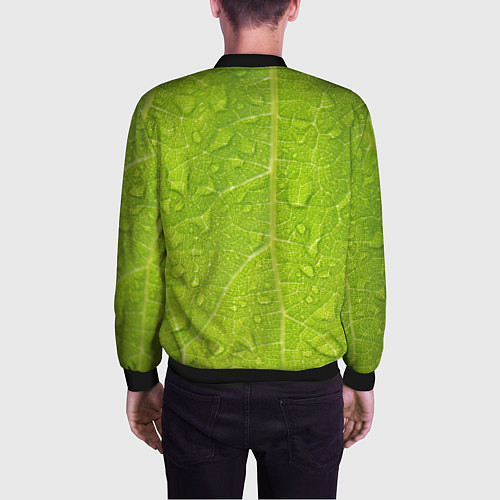 Мужской бомбер Листок с росой / 3D-Черный – фото 4