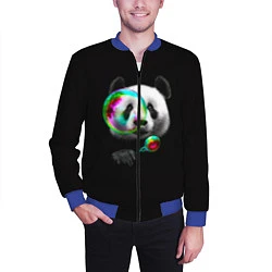 Бомбер мужской Панда и мыльный пузырь, цвет: 3D-синий — фото 2