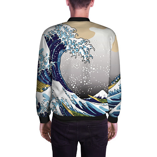 Мужской бомбер The great wave off kanagawa / 3D-Черный – фото 4