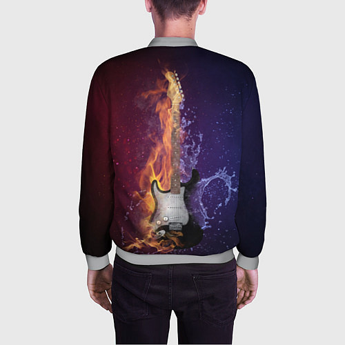 Мужской бомбер Гитара огня / 3D-Меланж – фото 4