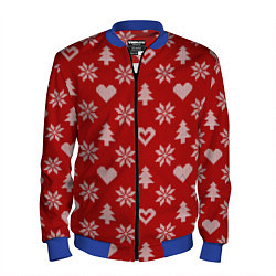Бомбер мужской Красный рождественский свитер, цвет: 3D-синий