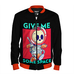 Бомбер мужской Скелет космонавт, цвет: 3D-красный