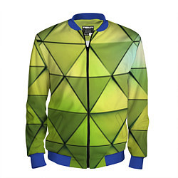 Бомбер мужской Зелёные треугольники, цвет: 3D-синий