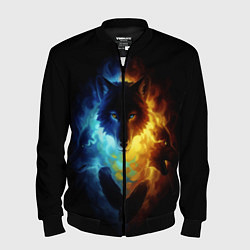 Бомбер мужской Волки в огне, цвет: 3D-черный