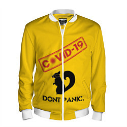 Бомбер мужской Dont Panic covid-19, цвет: 3D-белый