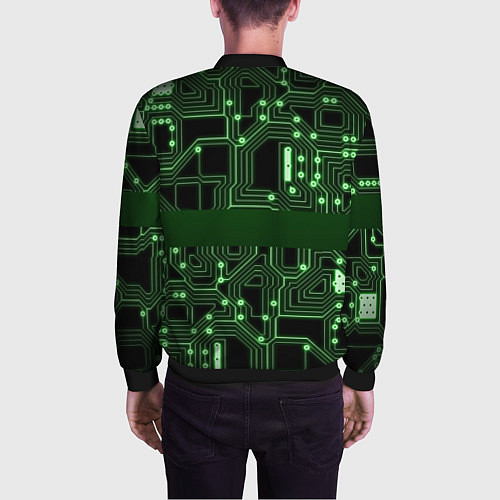 Мужской бомбер Неоновая схема / 3D-Черный – фото 4