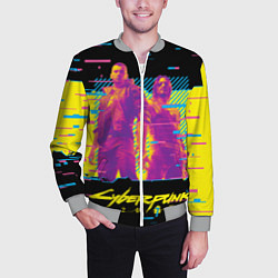 Бомбер мужской Cyberpunk 2077 - Взлом системы, цвет: 3D-меланж — фото 2