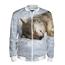 Бомбер мужской Спящий Волк, цвет: 3D-белый