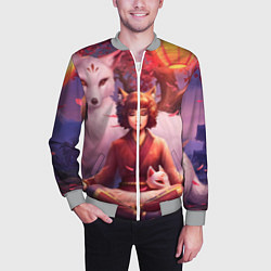 Бомбер мужской Девушка-лиса, цвет: 3D-меланж — фото 2