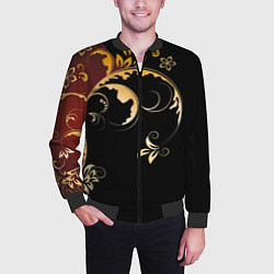 Бомбер мужской Узор - Хохлома, цвет: 3D-черный — фото 2