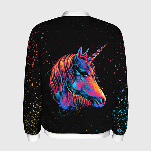 Мужской бомбер ЕДИНОРОГ UNICORN RAINBOW / 3D-Белый – фото 2