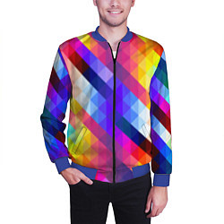 Бомбер мужской Пиксельная радуга, цвет: 3D-синий — фото 2